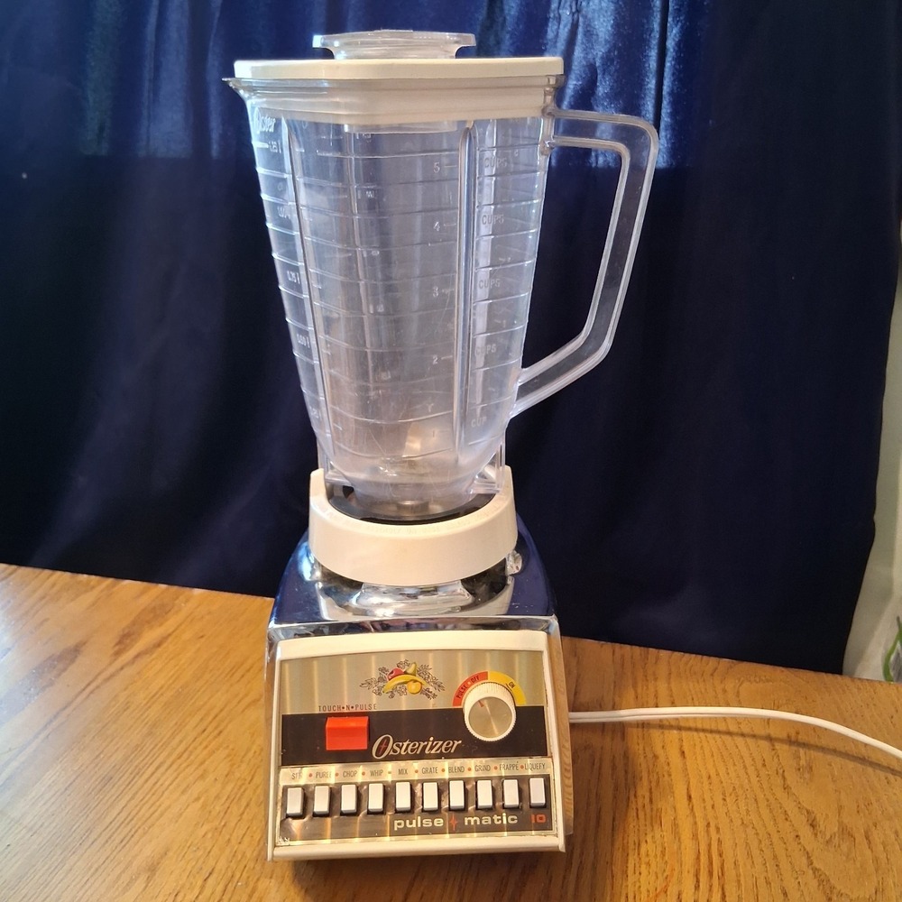 Vintage Oster Osterizer Pulse Matic 10 Blender Chrome Gold Fruit Tested Working